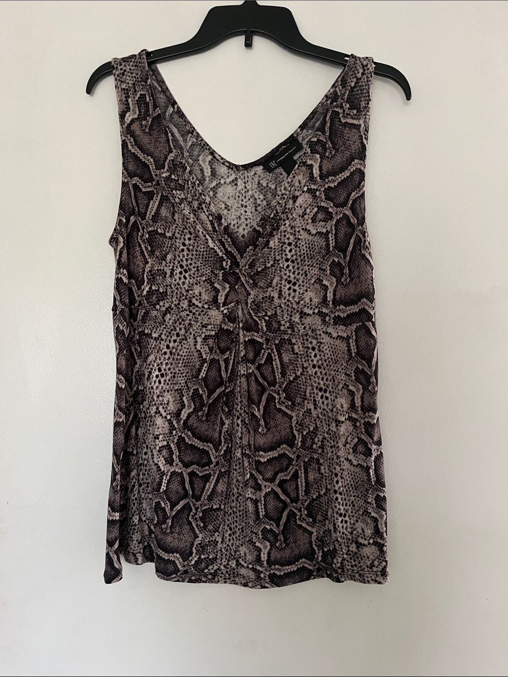 INC International Concepts Snake-Print V-Neck Tank Top - Brown/Gray